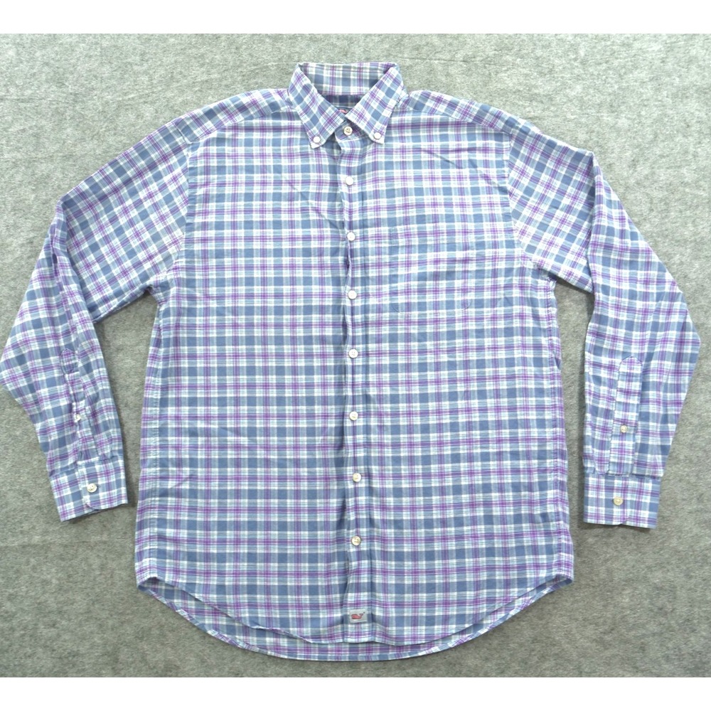 Vineyard Vines Shirt Mens Medium Purple Button Murray Long Sleeve Checks Classic
